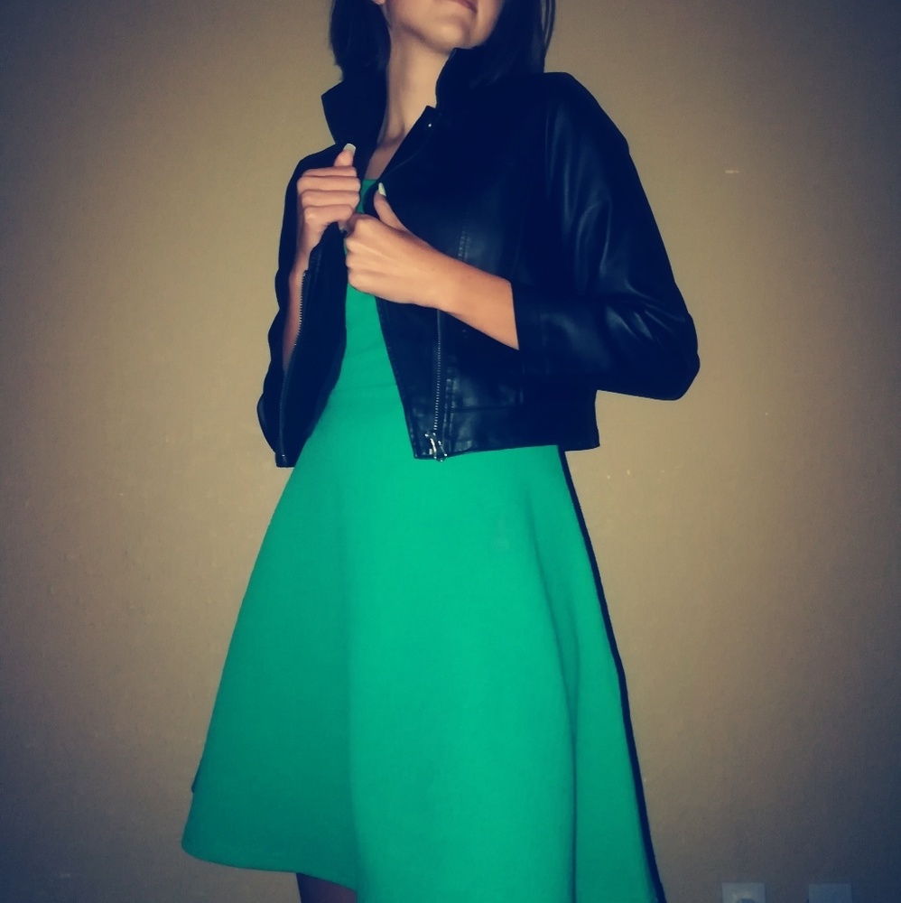 Black foax leather jacket